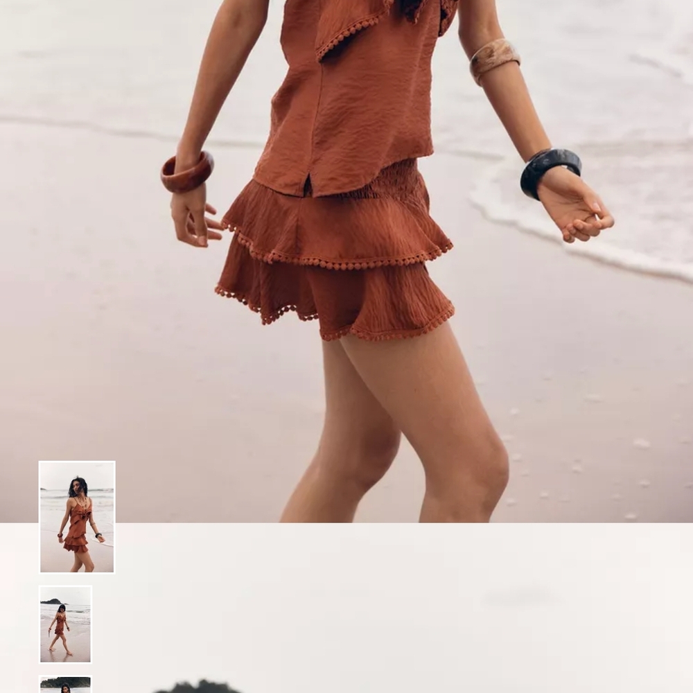 Zara Terracotta Mini Skirt with Tiered Ruffles - Picture 7 of 9